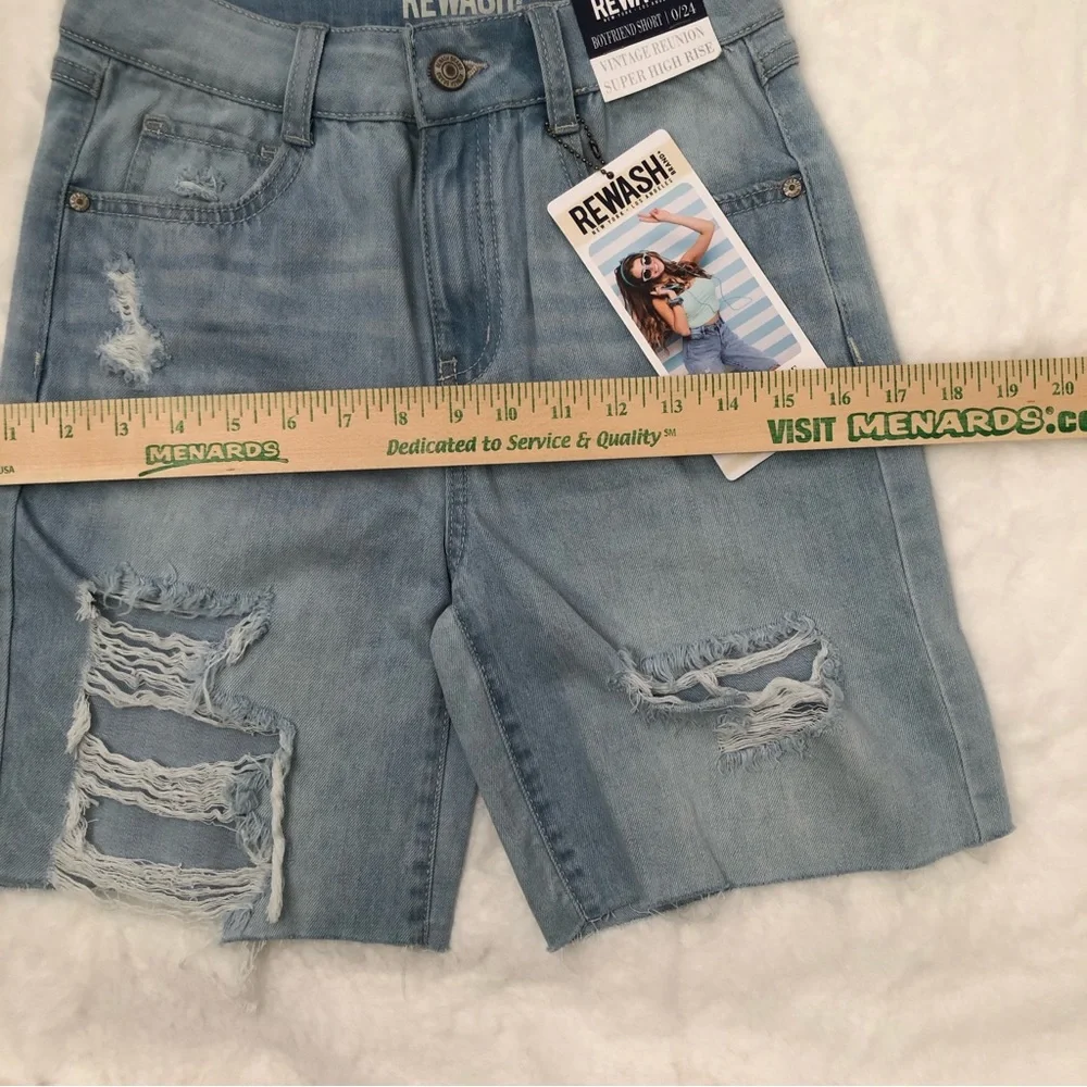 REWASH SIZE 24 SUPER HIGH RISE BOYFRIEND DENIM SHORTS VINTAGE REUNION NWT - Picture 13 of 14